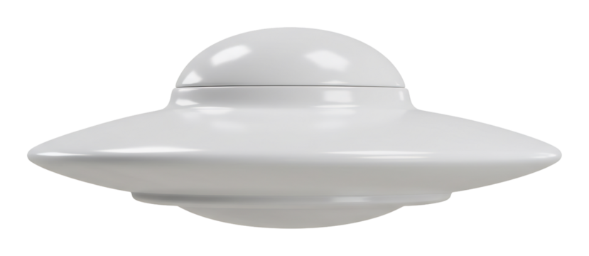白い円盤型 宇宙船 静止模型