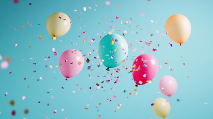 Pastel Balloons   Confetti Celebration Party Background