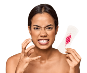 Filipino with comic expression, menstrual theme