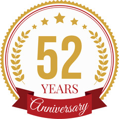 Logo 52 Years Anniversary Celebration Design Template.