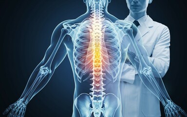 Spine pain diagnosis with doctor Body Spine Cross Section,