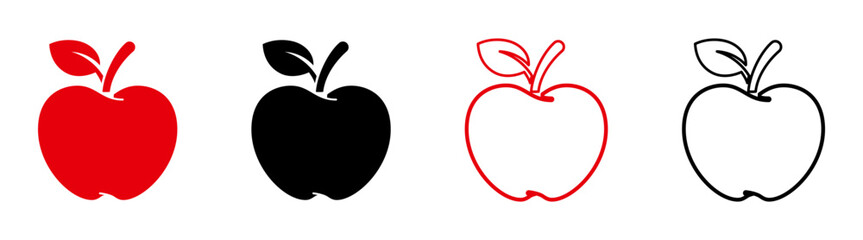 Apple icon set. Apple symbols for your web design. Apple icon vector silhouette symbol