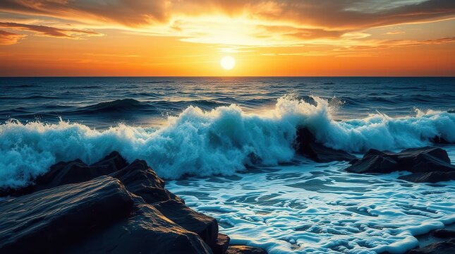  Dramatic Stormy Ocean with Giant Waves and Lightning,stormy ocean, giant waves, lightning storm, dark clouds, rough sea, 
