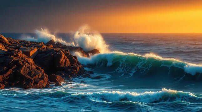  Dramatic Stormy Ocean with Giant Waves and Lightning,stormy ocean, giant waves, lightning storm, dark clouds, rough sea, 
