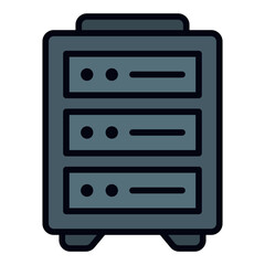 Server Rack Icon. Data storage unit symbol. Cloud computing and IT infrastructure sign - stock vector. Filled Line Icon
