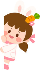 Naklejka premium Easter Bunny Costume Girl Border Decoration 