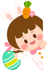Easter Bunny Costume Girl Border Decoration
