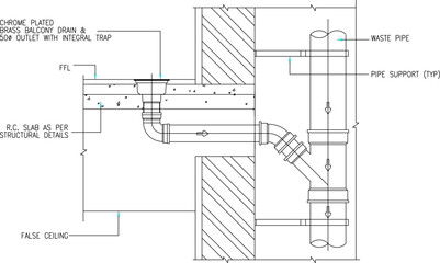 alcony Drain Detail design illustration vector sketch