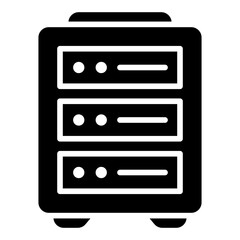 Server Rack Icon. Data storage unit symbol. Cloud computing and IT infrastructure sign - stock vector. Glyph Icon