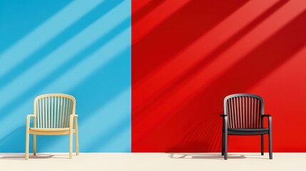 Obraz premium Colorful chairs against vibrant wall background