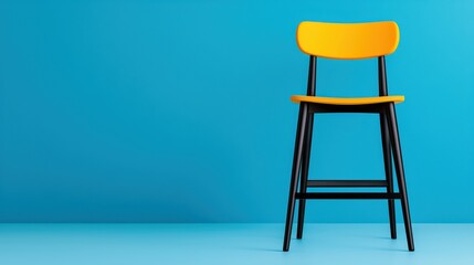 Vibrant yellow chair against blue background