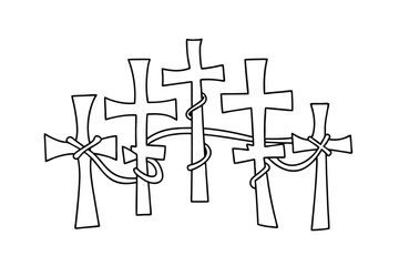 Three Orthodox Crosses Bound Together Unity, Faith, and Hope