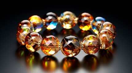 A photo of a crystal bead bracelet. ,