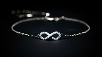 A photo of a crystal infinity anklet. ,