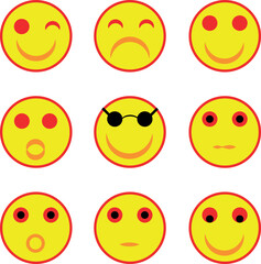 Nine Unique Emoji Faces Grid