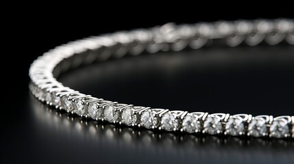A photo of a diamond tennis bracelet.