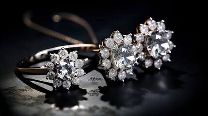 A photo of a diamond-studded jewelry set. ,
