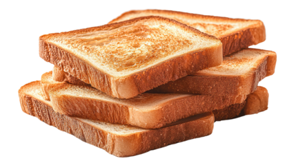 Golden Stack of Toast: An overhead shot features a stack of perfectly toasted bread slices, inviting warmth and simplicity, offering a culinary canvas of golden-brown perfection.