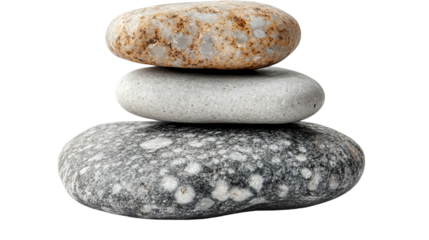 Stack of Harmony: A close-up capture showcases three smooth, carefully balanced stones, representing equilibrium and peaceful existence.