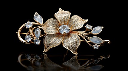 A photo of a floral diamond brooch.