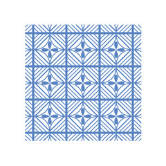 Blue and white geometric shapes. Seamless pattern design.