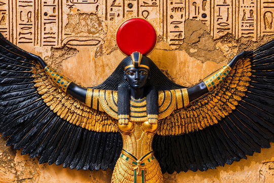 Statue of Isis, winged ancient Egyptian goddess