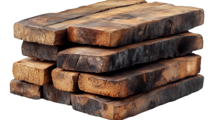 Rustic Wood Plank Pile: A stack of weathered wooden planks, showcasing the natural grain, texture, and character of aged timber. This image evokes a sense of timelessness, warmth, and rustic charm.