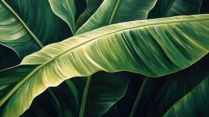 Obraz premium Banana leaf unfurls green. Generative AI