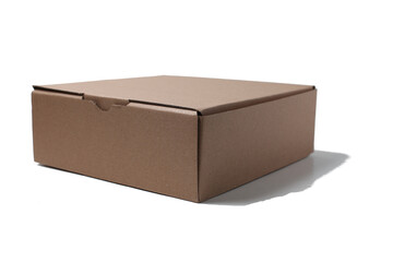 brown cardboard box closed isolated on white background