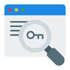 Keyword Research Icon. SEO strategy symbol. Online visibility and content optimization sign - stock vector. Flat Icon