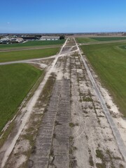  aerial view of Former RAF Pocklington . WW2 bomber Airfield now Wolds Gliding Club Pocklington