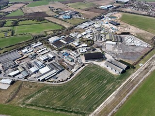  aerial view of Former RAF Pocklington . WW2 bomber Airfield Technical site 
