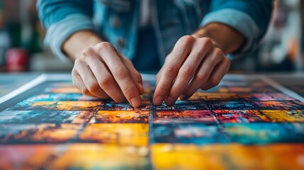 Naklejka premium A designer selecting commercial-use images for a promotional poster