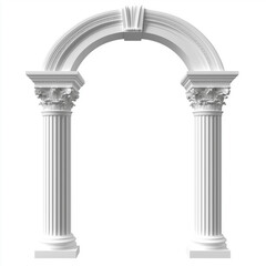 Obraz premium White archway connecting two ornate columns with corinthian capitals on white background