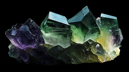 Raw fluorite crystal cluster with multicolored hues