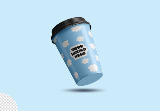 Flying Takeaway Paper Cup Mockup