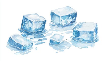 Obraz premium Chilled ice cubes on a surface kitchen context still life bright lighting refreshing concept