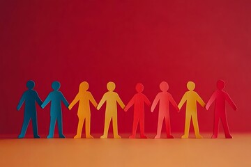 Colorful Paper People Holding Hands Teamwork96