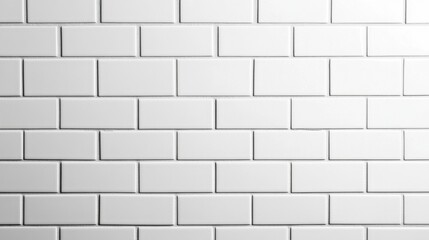 Fototapeta premium Clean white subway tile wall background with subtle grout lines creating a modern and minimalist aesthetic perfect for interior design projects