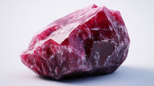 Raw ruby stone with rich red hue and rough texture