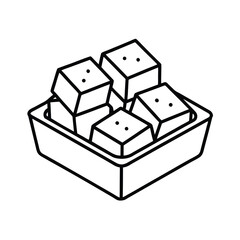 Four Cubes of Sugar in a Small Square Container