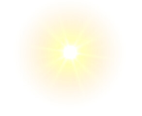 Obraz premium PNG overlay with golden sunlight, gentle glare, and natural flare effects. Isolated sun element on a transparent background in high-resolution PNG format. Perfect royalty-free asset for creating warm,