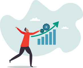 Obraz premium Process improvement, efficiency to increase productivity, optimization, raising performance, quality or progress.character for design.