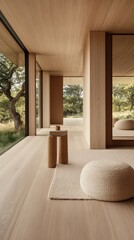 Obraz premium Stylish hallway includes a mirrored wardrobe, cozy wooden floors, and soft lighting, creating an inviting atmosphere in the apartment