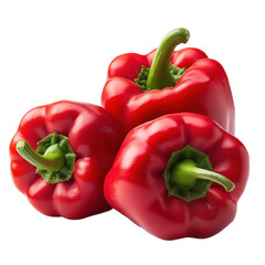 Fresh red bell peppers with glossy skin on white background