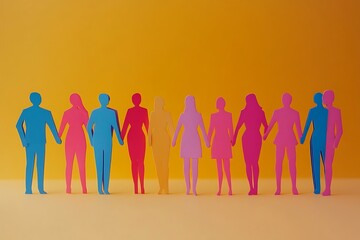 Obraz premium Colorful Paper People Holding Hands Teamwork Concept20