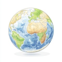 Fototapeta premium Global map illustration earth concept digital art educational environment aerial view geography and nature