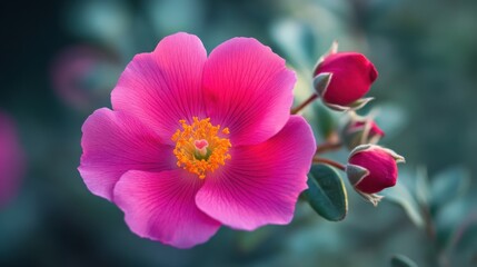 Dark pink blooming flower. Generative AI