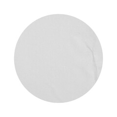 Blank White empty round crumpled paper emblem mockup promotion sticker label cutout isolated on a...