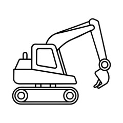 Excavator coloring page for kids  line art illustration